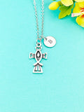Silver Fish Cross Charm Necklace, Initial Personalized Gift, N1703
