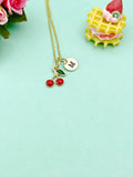 Gold Cherry Charm Necklace, Birthday Christmas Gifts, N1317