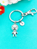 Silver or Bronze UFO Charm Keychains, Alien Keychain, N5478