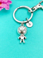 Silver or Bronze UFO Charm Keychains, Alien Keychain, N5478