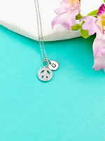 Silver Peace Sign Charm Necklace,