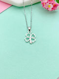 Silver Clover Charm Necklace, Shamrock St Patrick's Day Gifts, N2589A