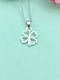 Silver Clover Charm Necklace, Shamrock St Patrick's Day Gifts, N2589A