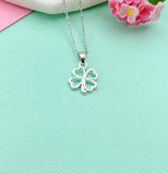 Silver Clover Charm Necklace, Shamrock St Patrick's Day Gifts, N2589A