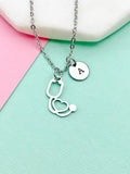 Silver Stethoscope Heart Charm Necklace, Doctor Nurse Gift, Medical Student Gift, N1002A