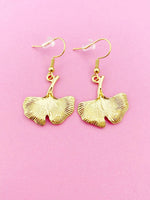 Gold Gingko Leaf Charm Dangle Earrings, N5484A