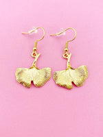 Gold Gingko Leaf Charm Dangle Earrings, N5484A