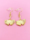 Gold Gingko Leaf Charm Dangle Earrings, N5484A