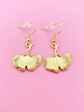 Gold Gingko Leaf Charm Dangle Earrings, N5484A