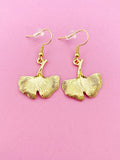 Gold Gingko Leaf Charm Dangle Earrings, N5484A