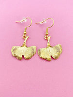 Gold Gingko Leaf Charm Dangle Earrings, N5484A