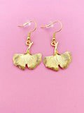Gold Gingko Leaf Charm Dangle Earrings, N5484A