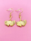 Gold Gingko Leaf Charm Dangle Earrings, N5484A
