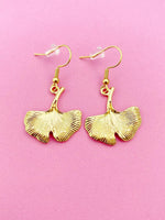 Gold Gingko Leaf Charm Dangle Earrings, N5484A