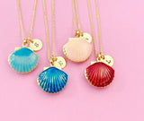 Gold Shell Locket Charm Necklace, Mermaid Girl Gifts, N5277Z