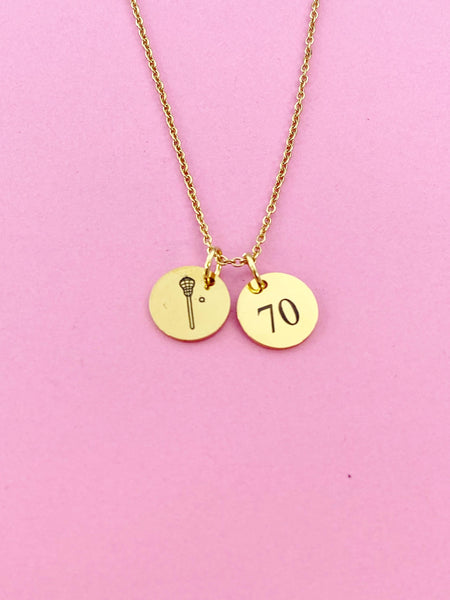 Gold Lacrosse Charm Necklace, D208