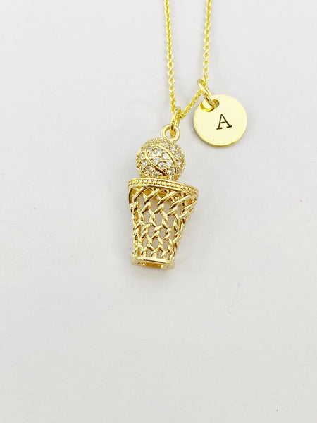 Gold Basketball Hoop Charm Necklace, N4147