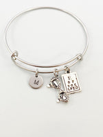 silver Eye Chart Reading Glasses Charm Bracelet, Eyeglasses, Eye Care Jewelry, N2233Z