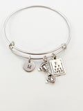 silver Eye Chart Reading Glasses Charm Bracelet, Eyeglasses, Eye Care Jewelry, N2233Z