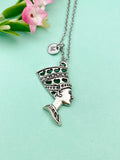 Nefertiti Queen Necklace, Silver Charm, Initial Necklace