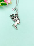 Nefertiti Queen Necklace, Silver Charm, Initial Necklace