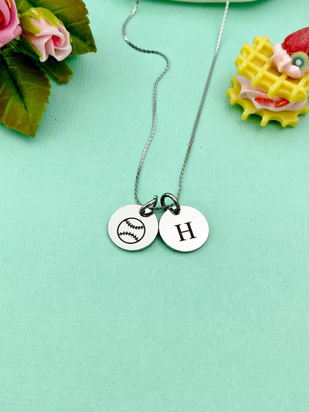 Silver Softball Charm Necklace, D377A