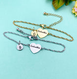 Silver or Gold Godmother Bracelet, Heart, Godmother Jewelry, Tarnish Resistant, D260A