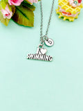 Silver I Love Swimming Charm Necklace, N2096