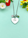 Silver Titi Heart Charm Necklace, Stainless Steel Titi Jewelry, D107