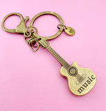 Bronze Guitar Charm Keychain, N5812