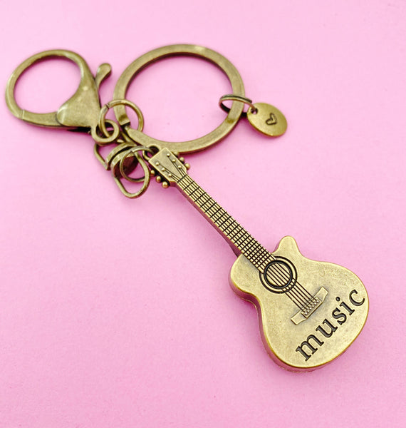 Bronze Guitar Charm Keychain, N5812