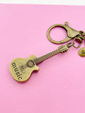 Bronze Guitar Charm Keychain, N5812