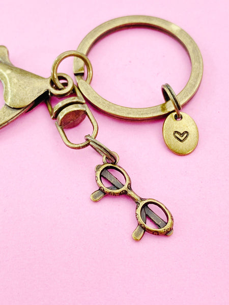 Bronze Eyeglasses Charm Keychain, N5814A
