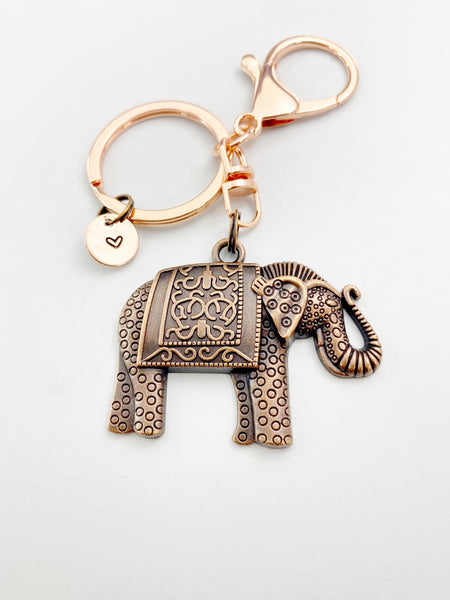 Rose Gold Elephant Charm Keychain, N5824