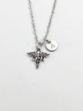 Silver LPN Caduceus Medical Symbol Charm Necklace, Licensed Practical Nurse, N5827