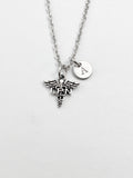 Silver LPN Caduceus Medical Symbol Charm Necklace, Licensed Practical Nurse, N5827