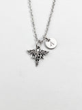 Silver LPN Caduceus Medical Symbol Charm Necklace, Licensed Practical Nurse, N5827