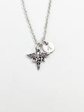 Silver LPN Caduceus Medical Symbol Charm Necklace, Licensed Practical Nurse, N5827