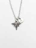 Silver LPN Caduceus Medical Symbol Charm Necklace, Licensed Practical Nurse, N5827