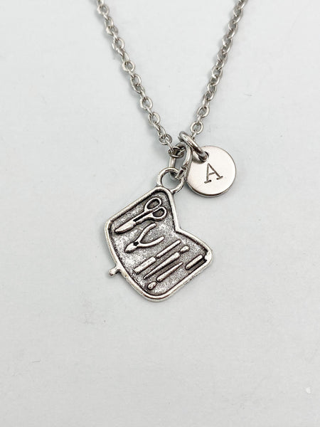 Silver Manicure Tool Set Charm Necklace, N5830