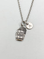 Silver Wine Barrel Charm Necklace, N4405