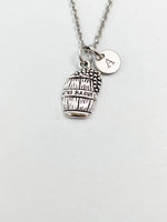 Silver Wine Barrel Charm Necklace, N4405