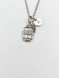 Silver Wine Barrel Charm Necklace, N4405