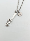 Silver Wrench Charm Necklace, Heavy Duty Pipe Wrench Tools, N5835