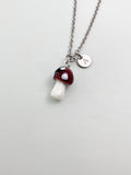Silver Mushroom Charm Necklace, Handmade Lampwork Rosy Brown Mushroom, N5839