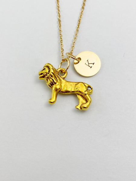 Gold Lion Charm Necklace, N344A