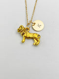 Gold Lion Charm Necklace, N344A