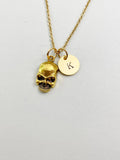 Gold Skull Charm Necklace, N5844