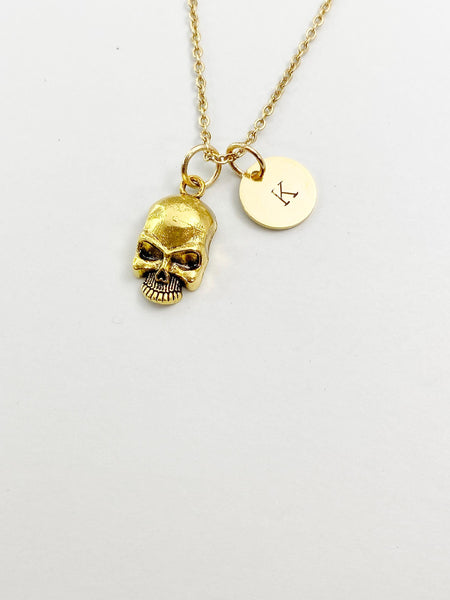 Gold Skull Charm Necklace, N5844