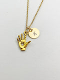 Gold Hand with Heart Charm Necklace, N5401A